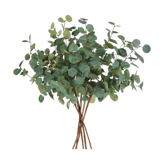 Artificial Eucalyptus Stems Greenery Stems 24" Tall Fake Plants Decor / Green Eucalyptus / Set of 6