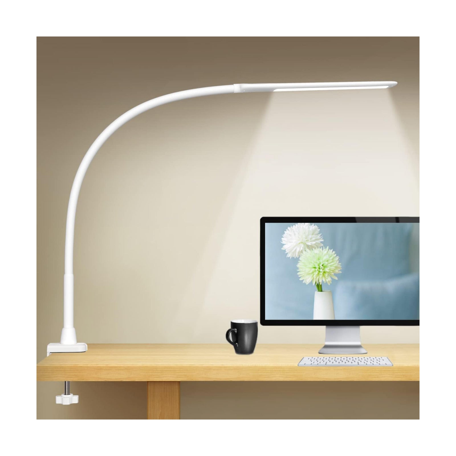 YOUKOYI LED Desk Lamp with Clamp,Flexible Gooseneck Architect Table Lamp - 5 Brightness Levels & 4 Color Modes, Touch