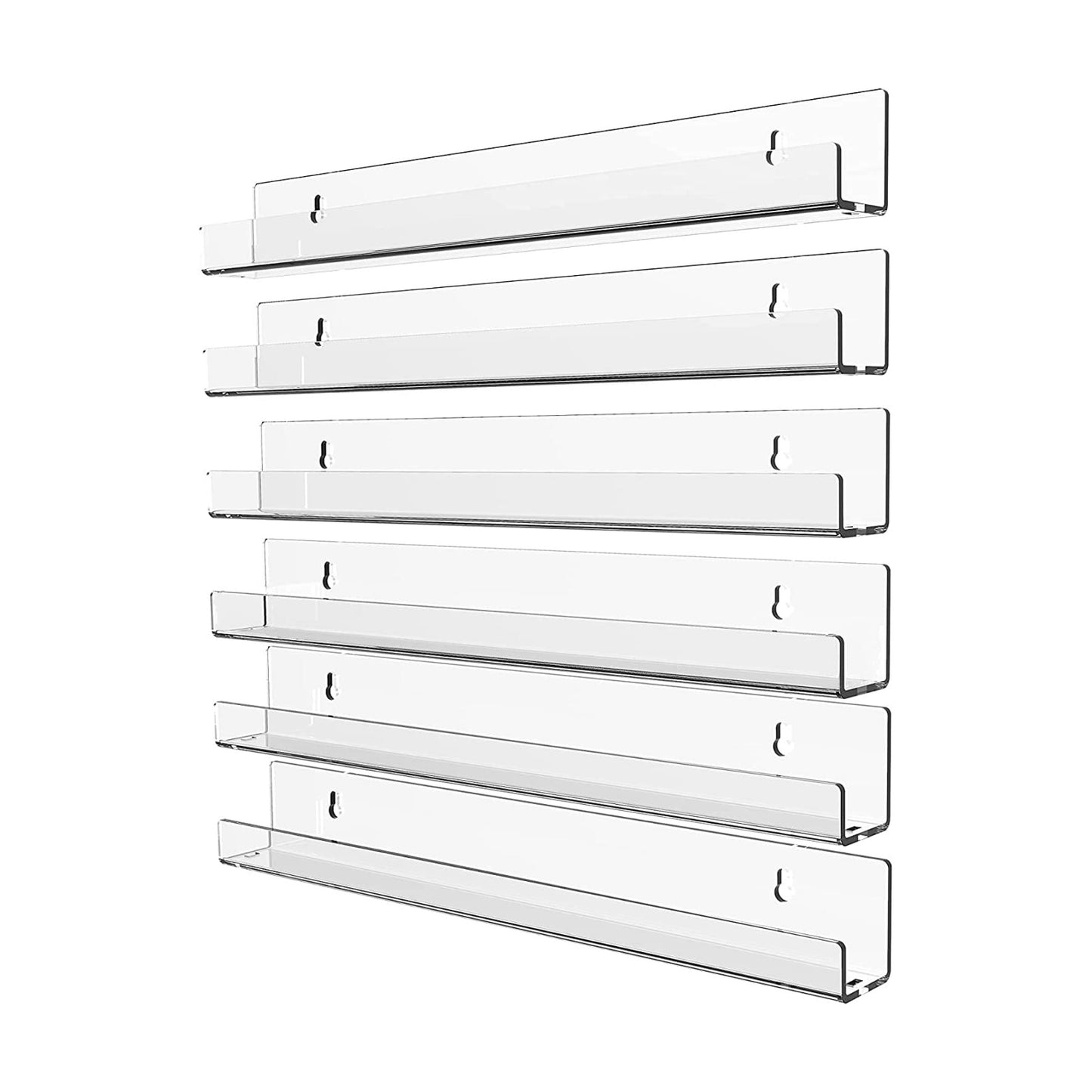 Cq acrylic Invisible Clear Floating Bookshelf - 15" Hanging Wall Mounted Display Shelf for Kids Room, Modern U Shaped