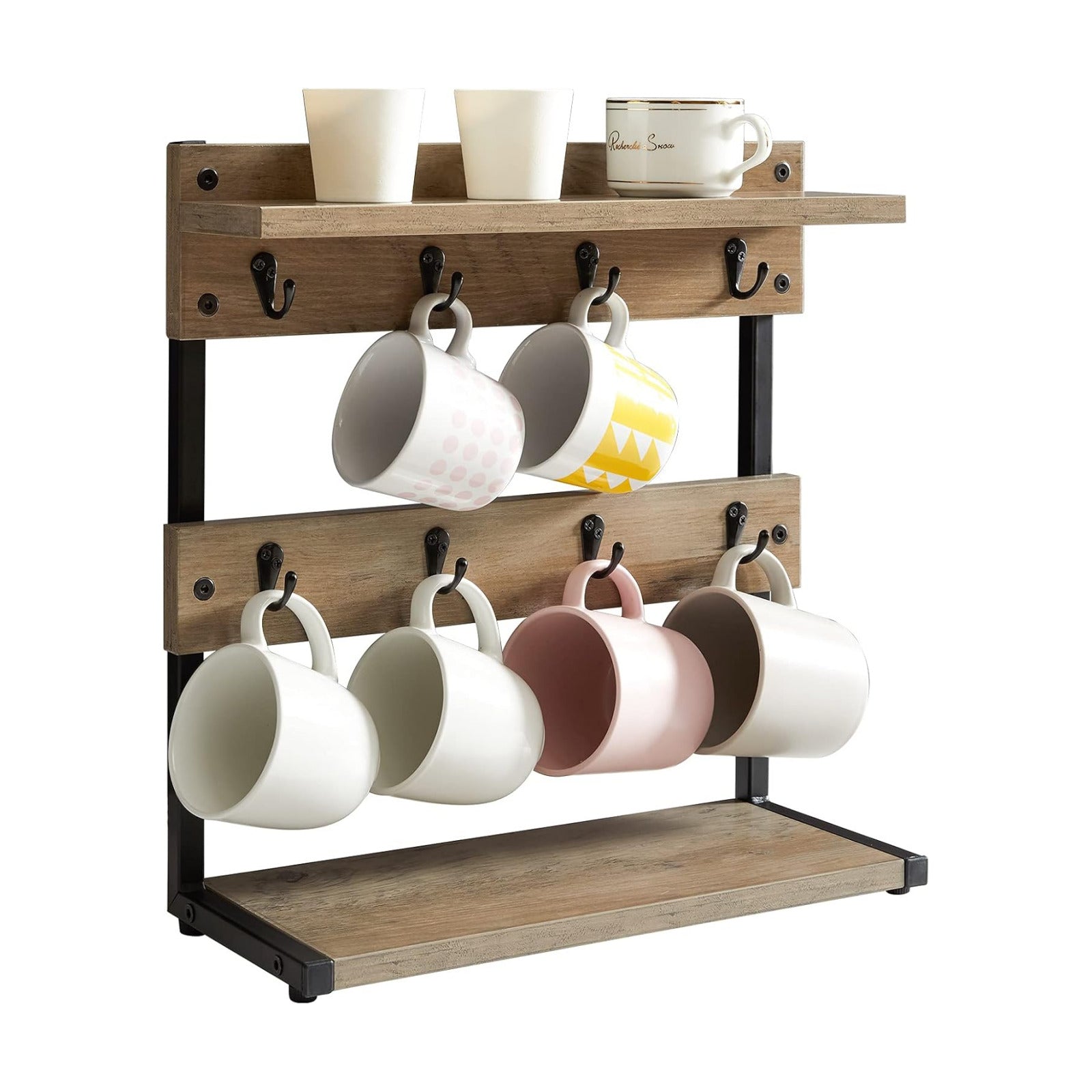 IBUYKE Countertop Mug Tree,Coffee Mug Cup Holder,Greige TBJ002Y | Coffee Cup Holder Mug Display Organizer Mug Holders