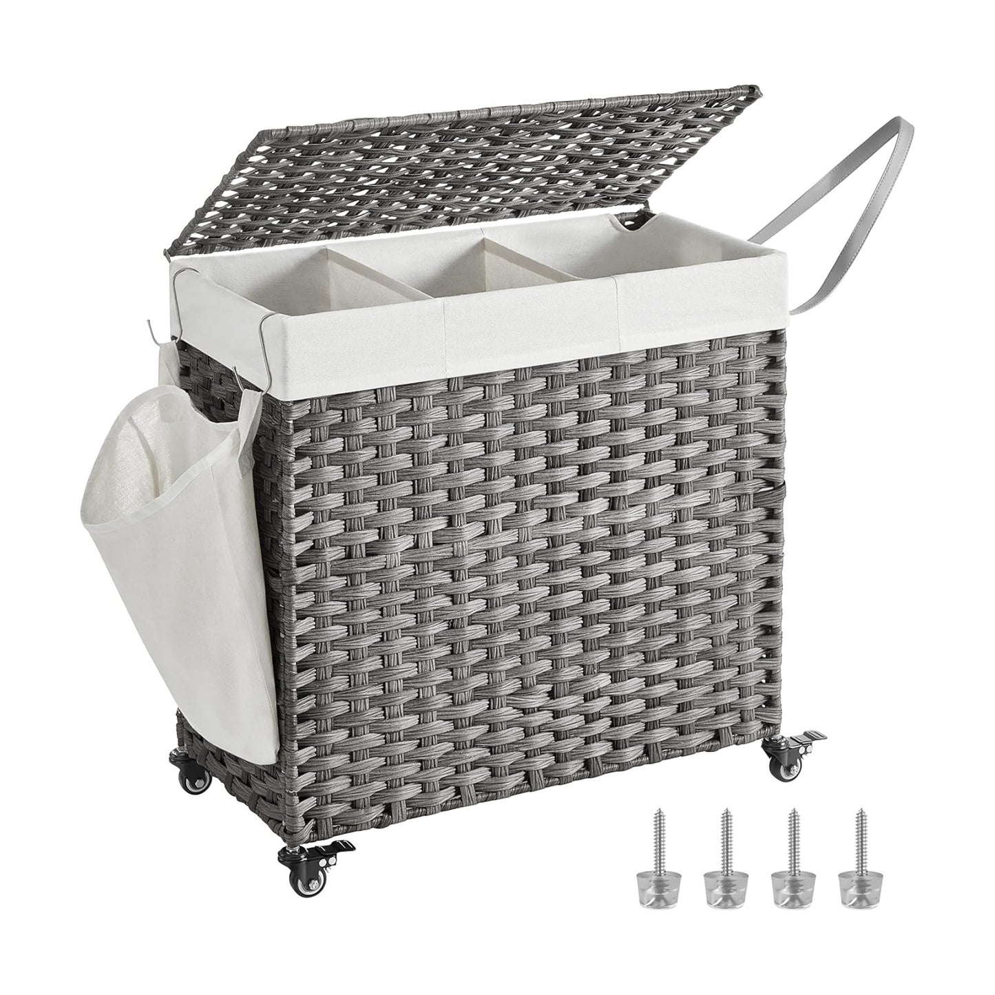 Rolling Laundry Basket / 140 L / Gray