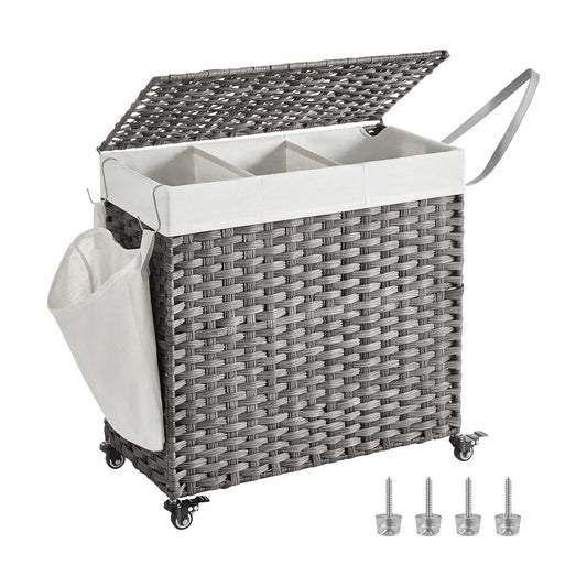 Rolling Laundry Basket / 140 L / Gray