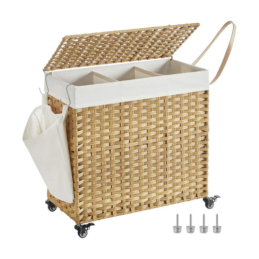Rolling Laundry Basket / 140 L / Natural