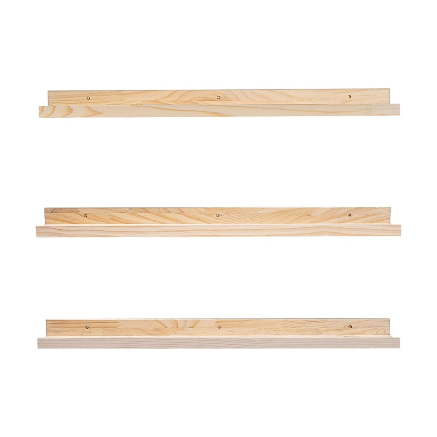MBYD 36 Inch Natural Wood Floating Picture Ledge Shelf, Wall Mounted Nursery Bookshelf for Kids Books, Vinyl Records &