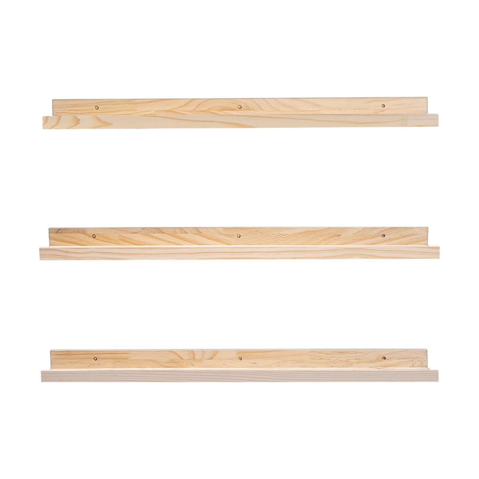 MBYD 36 Inch Natural Wood Floating Picture Ledge Shelf, Wall Mounted Nursery Bookshelf for Kids Books, Vinyl Records &