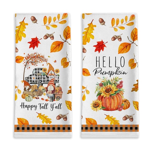 Bonsai Tree Fall Kitchen Towels, Pumpkin Fall Decor, Bathroom Hand Towels