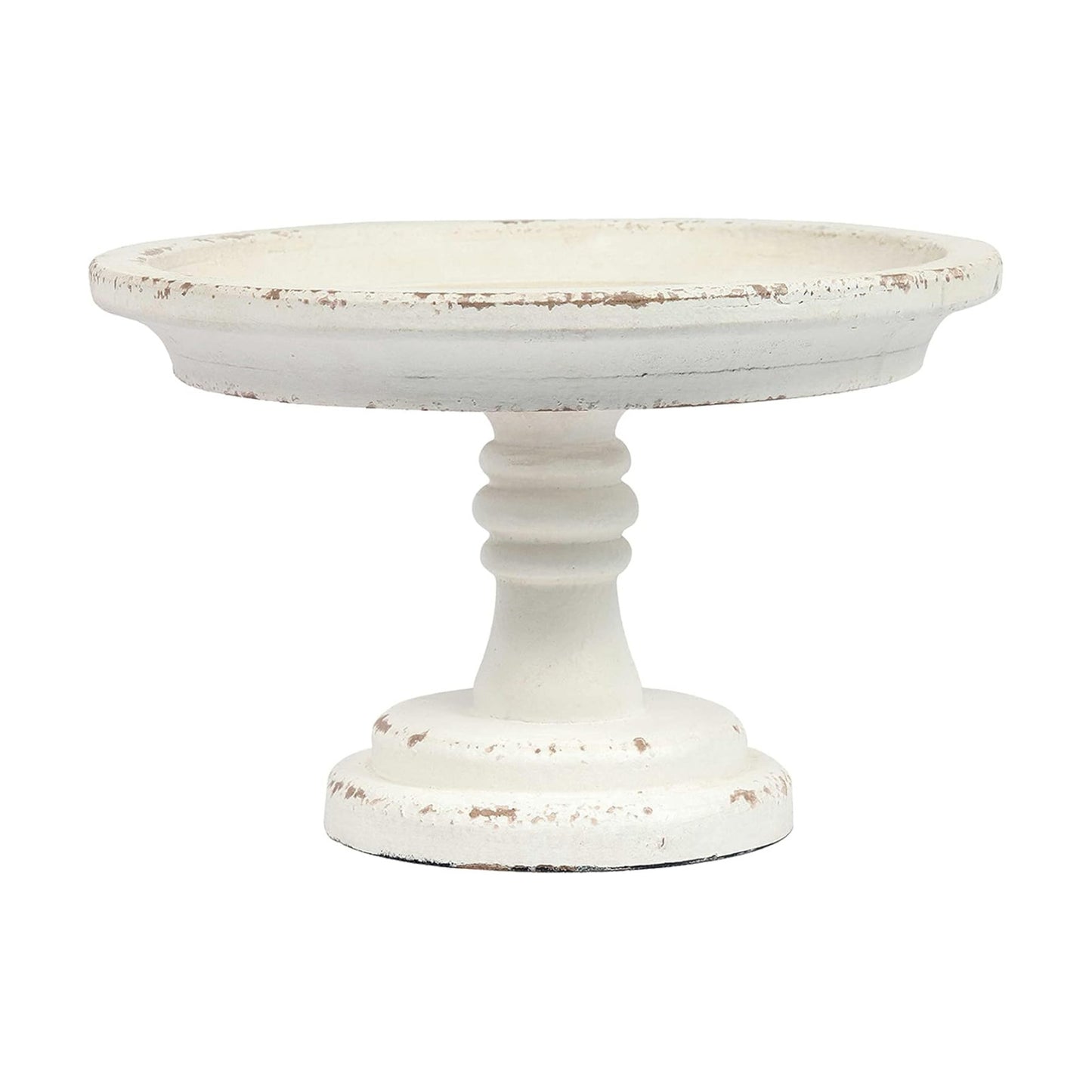 Rustic Wood Pedestal Tray Stand / White / 8.3 x 8.3 x 6.3