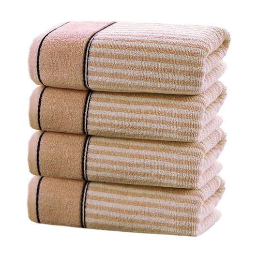 Hand Towels Set of 4 100% Cotton Striped Pattern Absorbent Soft Decorative Towel for Bathroom (Brown)