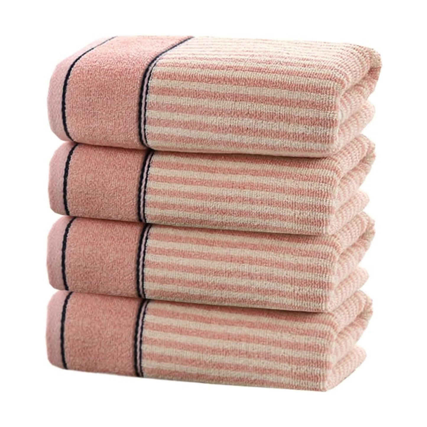 Hand Towels Set of 4 100% Cotton Striped Pattern Absorbent Soft Decorative Towel for Bathroom (Pink)
