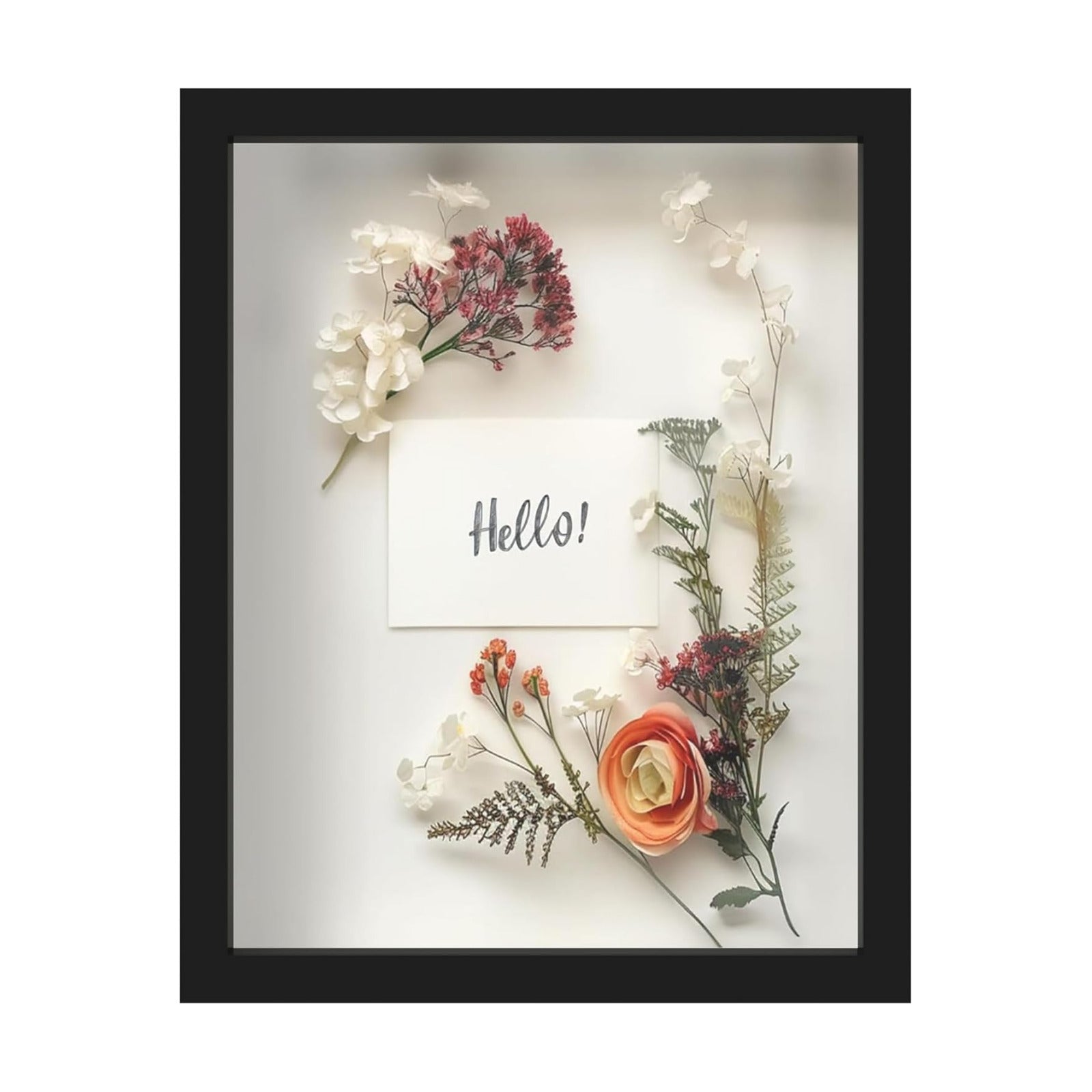 FrameWorks 11” x 14” Black Wooden Shadow Box Frame – Display Case with Soft Felt Back, Memory Box with Tempered Glass