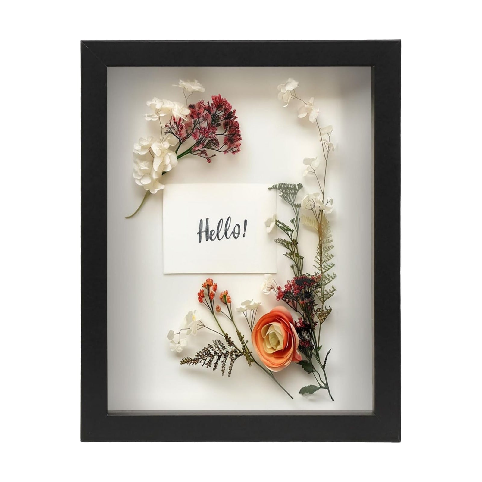 FrameWorks 8.5” x 11” Black Wooden Shadow Box Frame – Display Case with Soft Felt Back, Memory Box with Tempered Glass