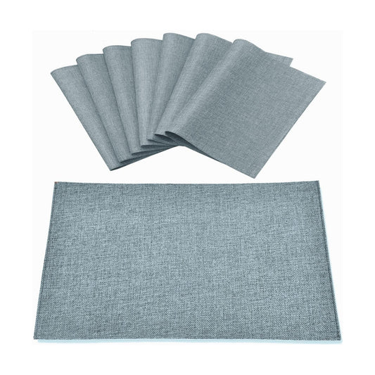 Cloth Placemats Set of 8, Linen Type Fabric Placemats Machine Washable Heat Resistant Placemats Polyester Place Mats