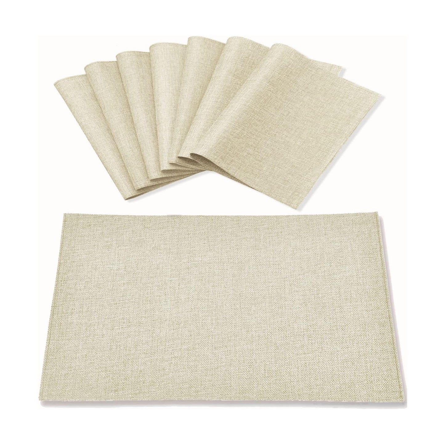 Cloth Placemats Set of 8, Linen Type Fabric Placemats Machine Washable Heat Resistant Placemats Wrinkle Free Thick