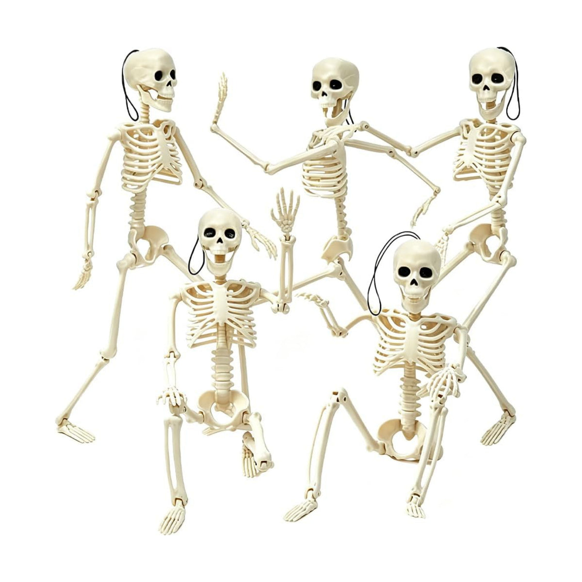 CAMIRUS 5PACK Halloween Skeleton Decorations, 16" Full Body Mini Skeletons