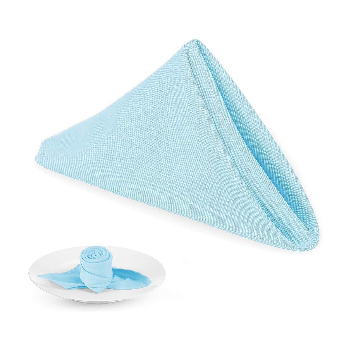 PLOYMONO Baby Blue Cloth Napkins - 8 Pack 17"x17" Polyester Dinner Napkins
