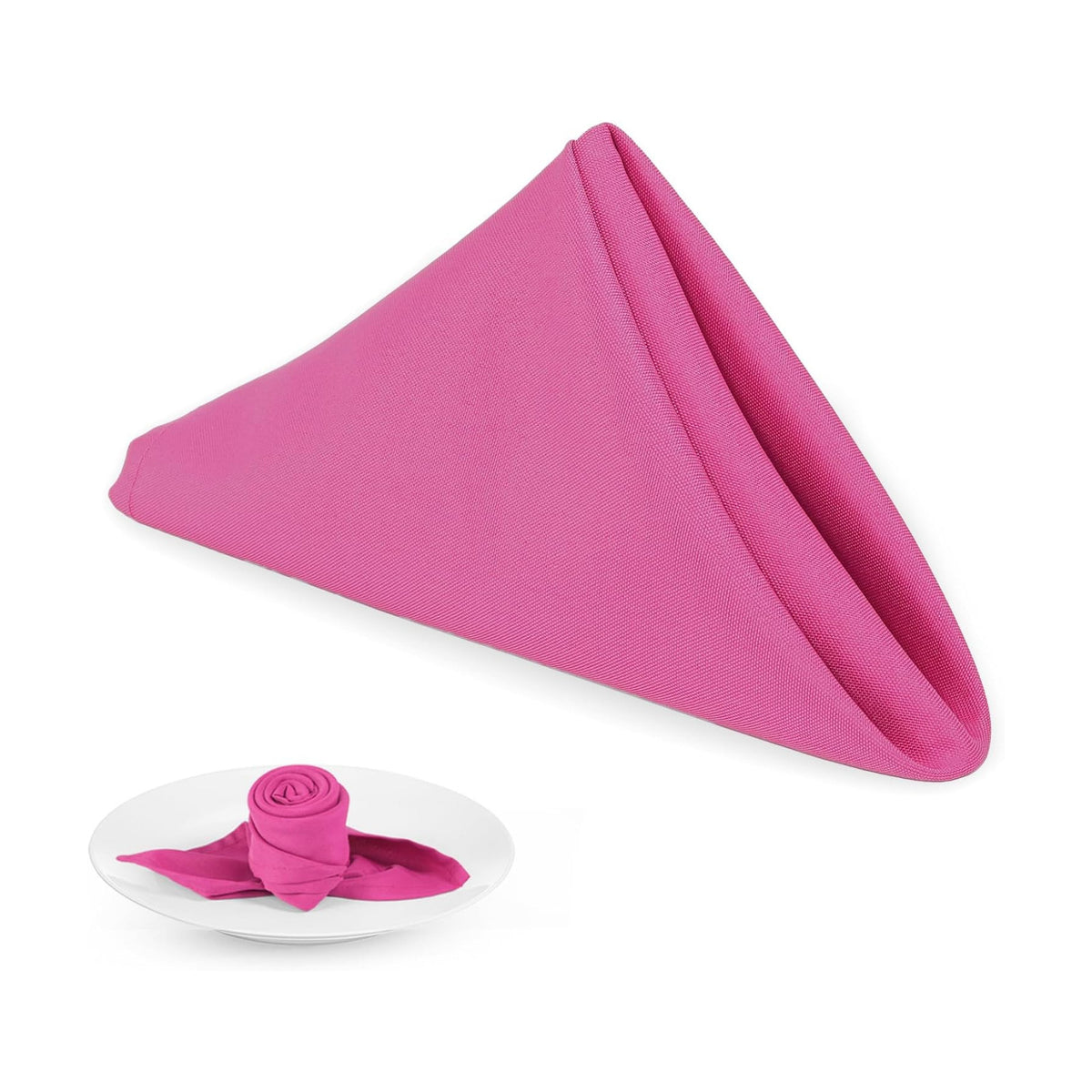 PLOYMONO Fuchsia Cloth Napkins - 8 Pack 17" x 17" Polyester Dinner Napkins