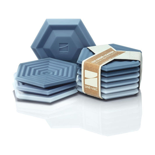 Extra Thick Silicone Coasters . Waterproof Anti-Stain Dishwasher-Safe / Indigo Wash