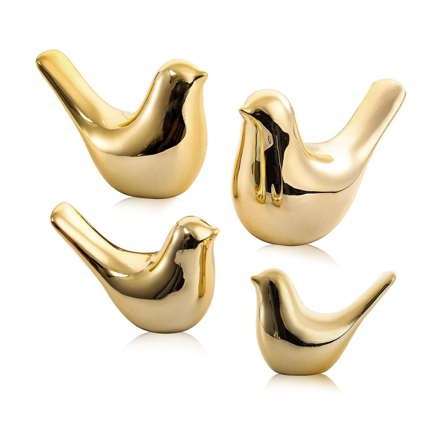 Ceramic Small Animal Statues / Gold / Set of 4