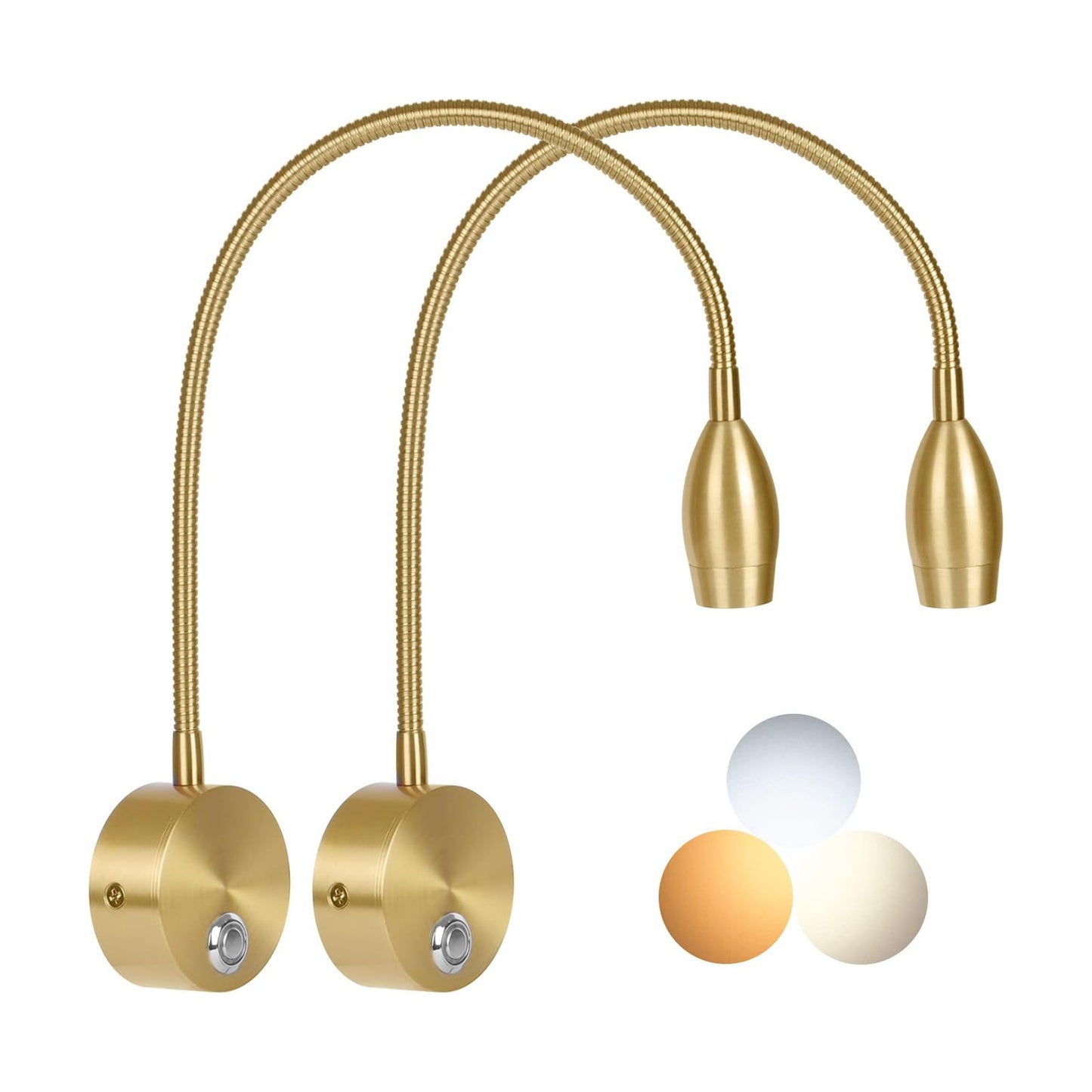 Adust Bedside Reading Light, Bedroom Reading Lamp, 3W LED Touch Dimmable Brightness Minimalist Wall Headboard Reading