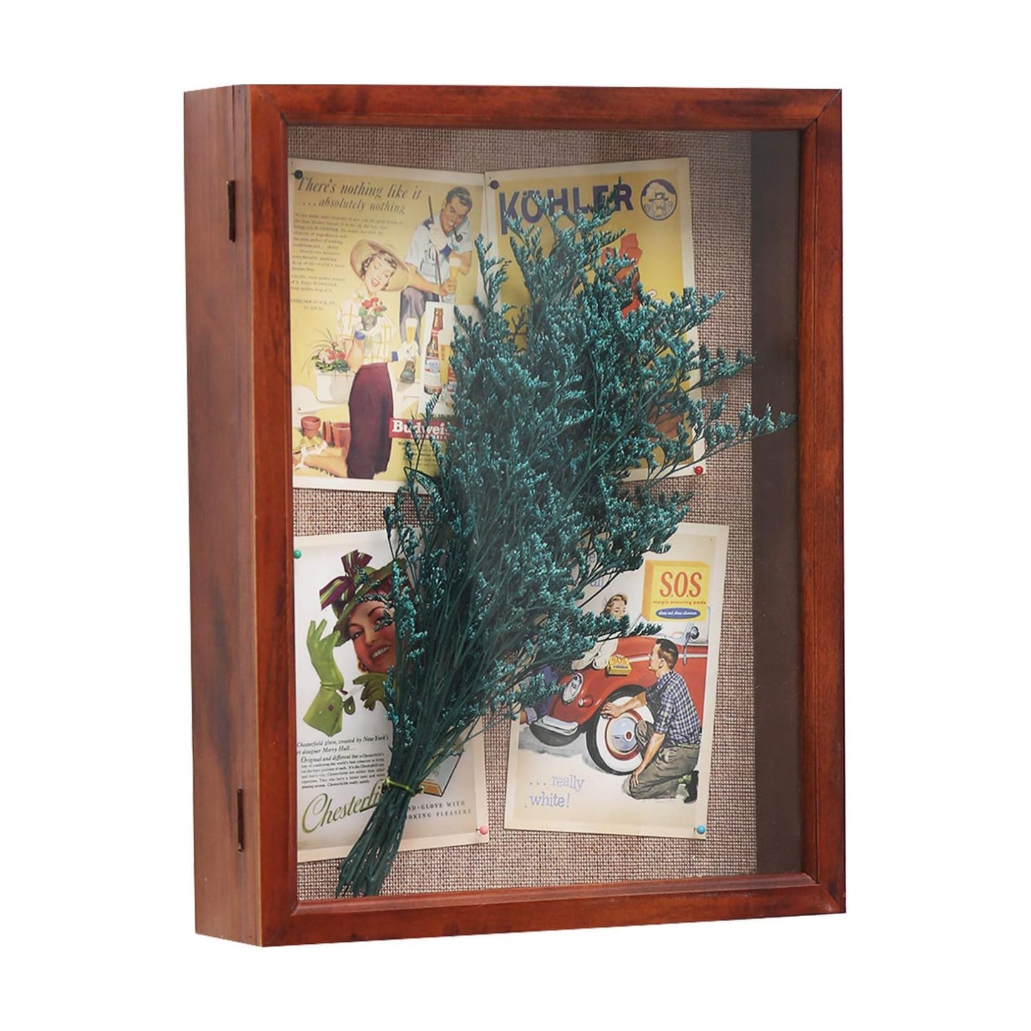 11x14 Deep Shadow Box Frame with Hinged Door, Cherry | Solid Wood Frame,3 Inch Deep,Magnetic Hinged Door,Wall/Tabletop