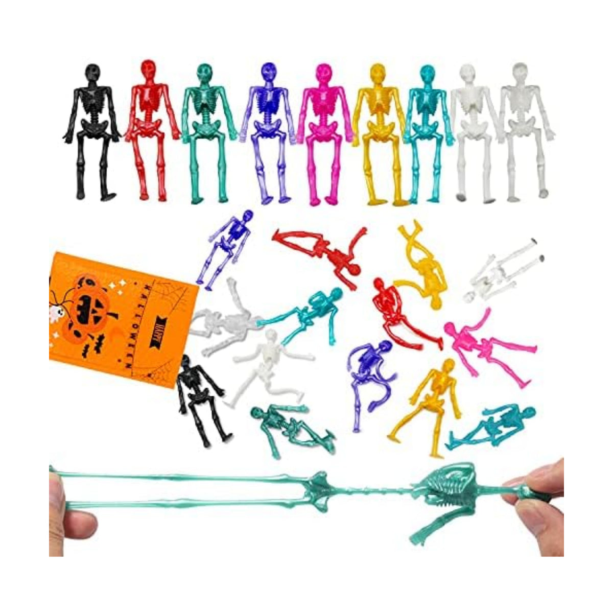 JOICEE 24PCS Halloween Stretchy Skeleton Toys Squishy Skeleton Toys