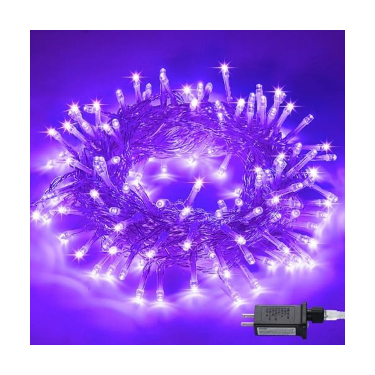 JMEXSUSS Connectable 8 Modes 100 LED Purple Halloween Lights Indoor Plug in