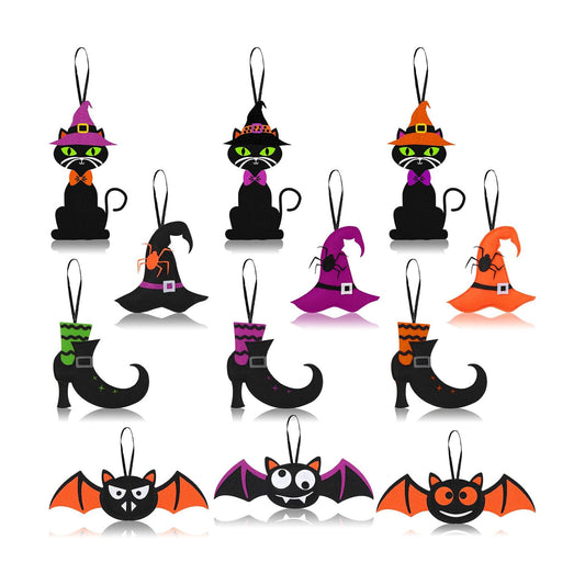 Jetec 12 Pcs Halloween Felt Hanging Ornaments Gothic Halloween Tree Decor