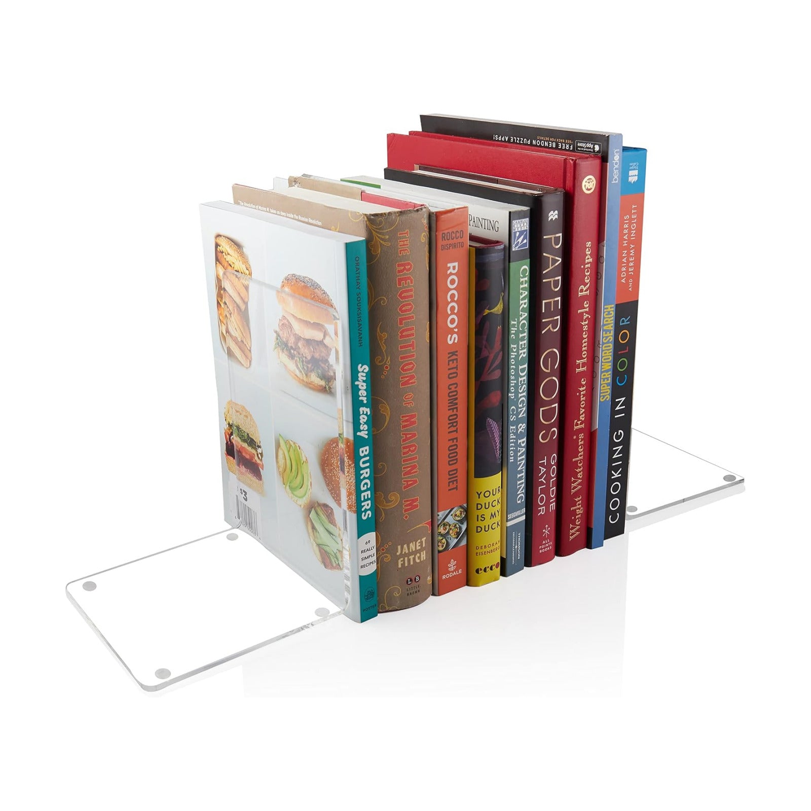 Acrylic Bookends / 4mm Heavy-Duty Non-Skid Holders for DVDs / Clear