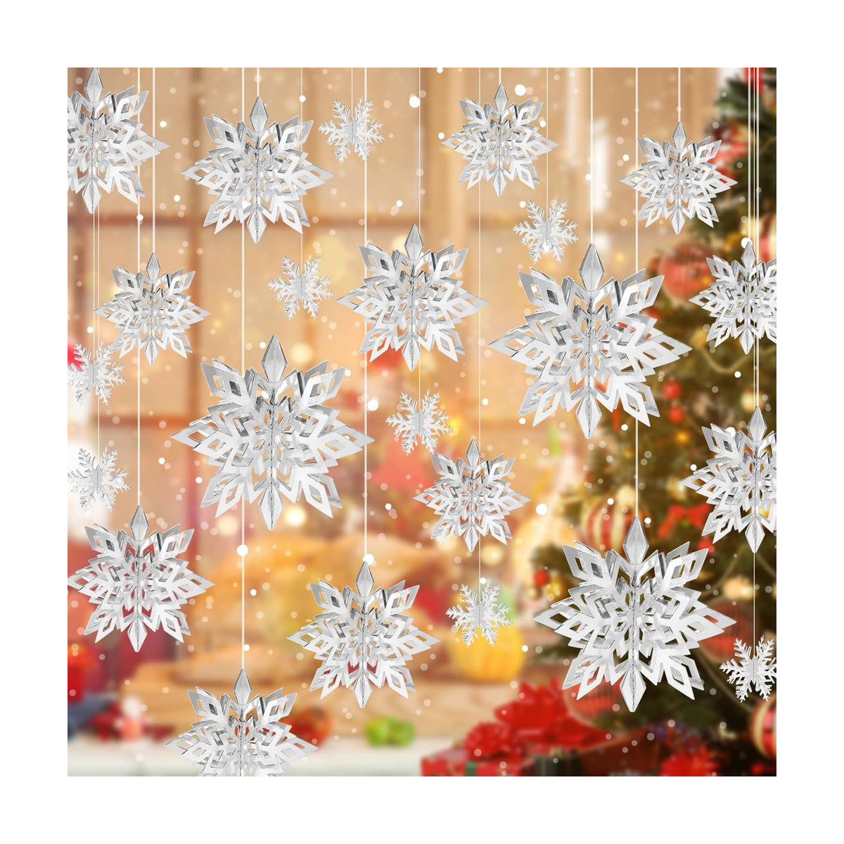 24PCS Hanging Snowflake Decorations Winter Wonderland Party Supplies