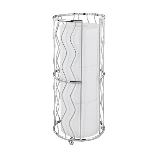 Decorative Metal Standing Toilet Tissue Holder for Bathroom/Powder Room, Compact Tissue Reserve for 3 Jumbo Rolls of