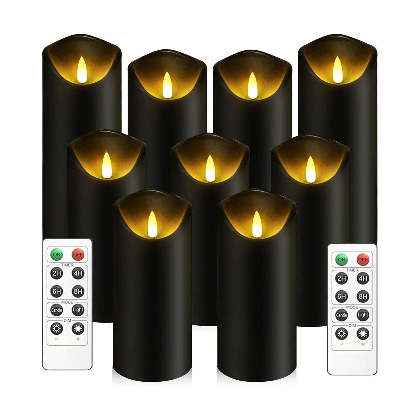 kakoya Flickering Flameless Candles, Battery Operated Plastic LED Pillar Candles with Remote Control and Timer, Set of