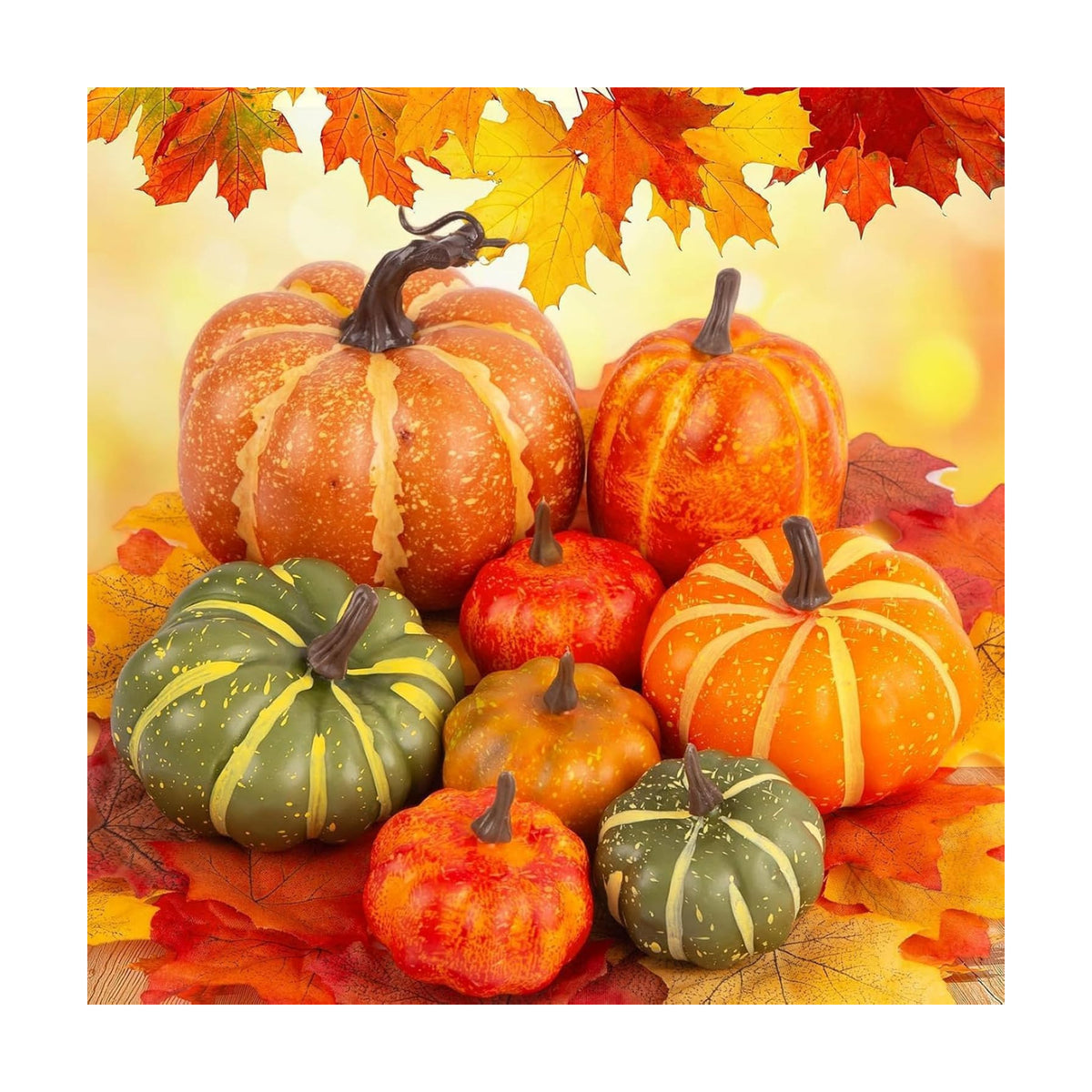 FUTUREPLUSX 38 PCS Assorted Artificial Pumpkin Set, 8 PCS Stacking Pumpkins