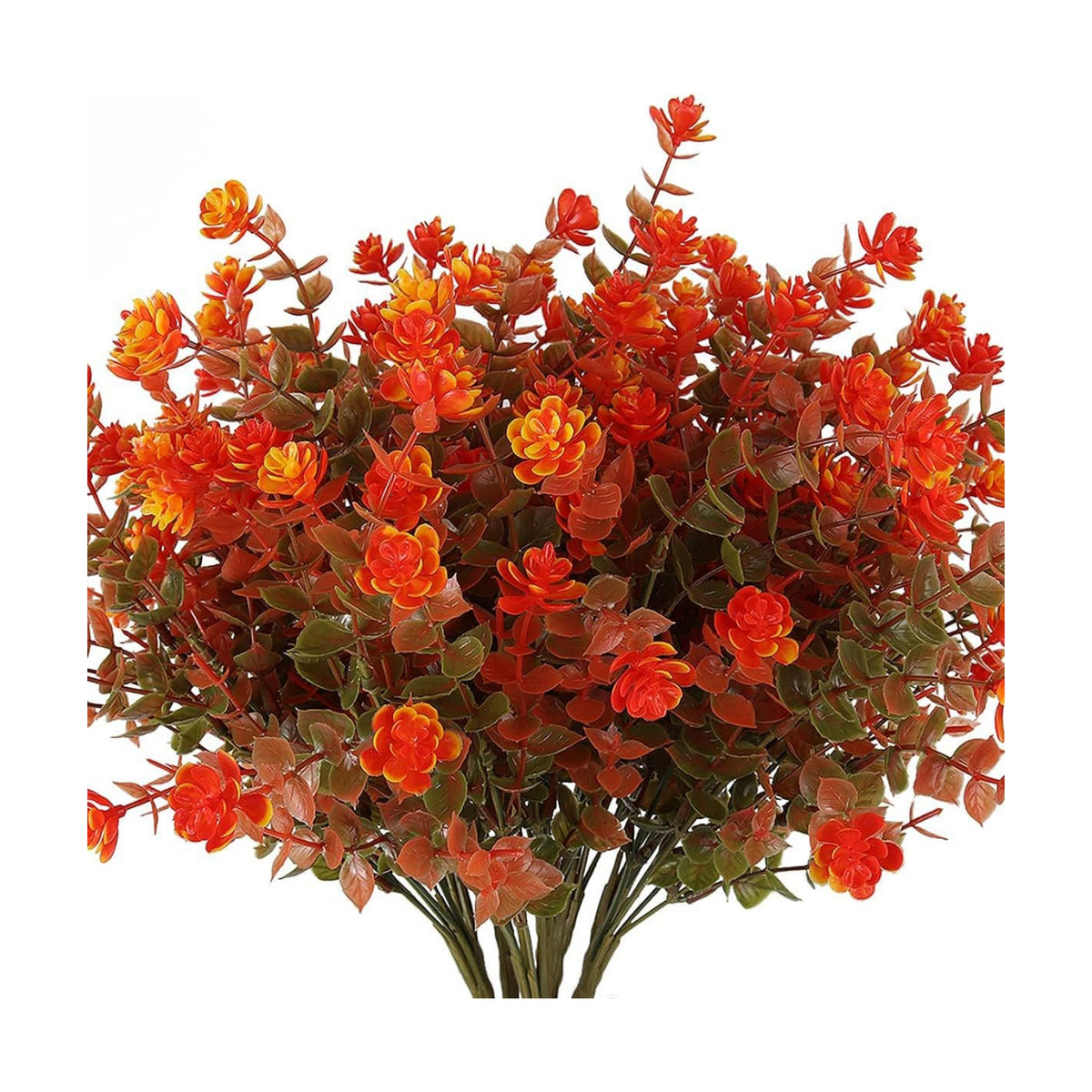 RECUTMS Artificial Fall Mums Flowers No Fade Faux Autumn Plants Outdoor 8Pc