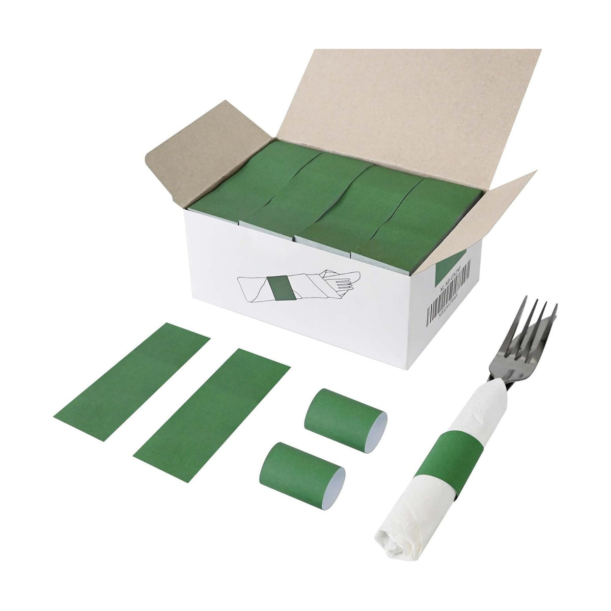 NATURALABEL Self-Adhesive Napkin Bands, Pack of 2,000, Green