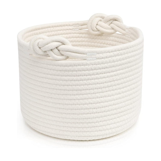 Small Woven Basket / White-a