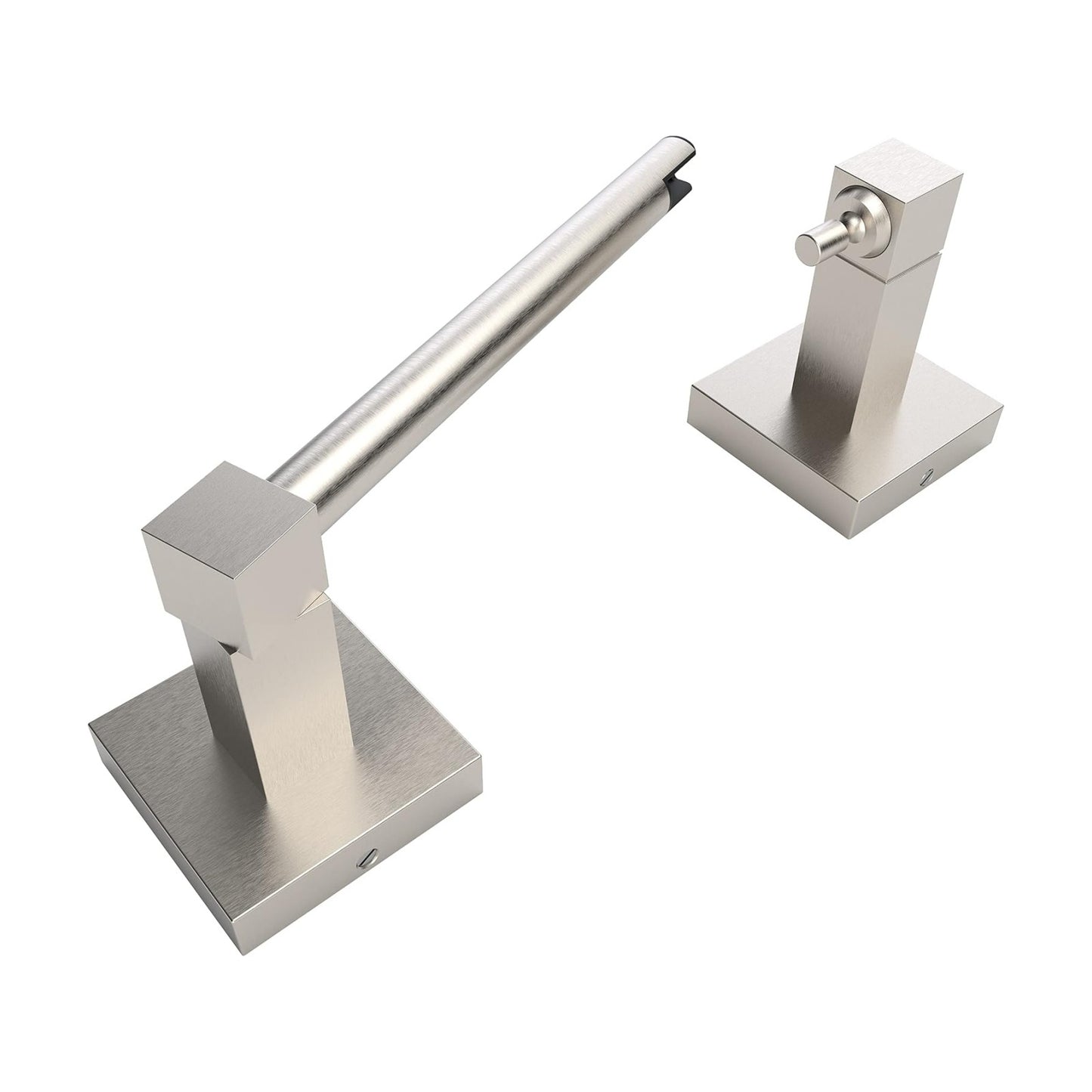 RUACQ Brushed Nickel Toilet Paper Holder Wall Mount for Bathroom | Dual-Post Pivoting Tissue Roll Holder with Square