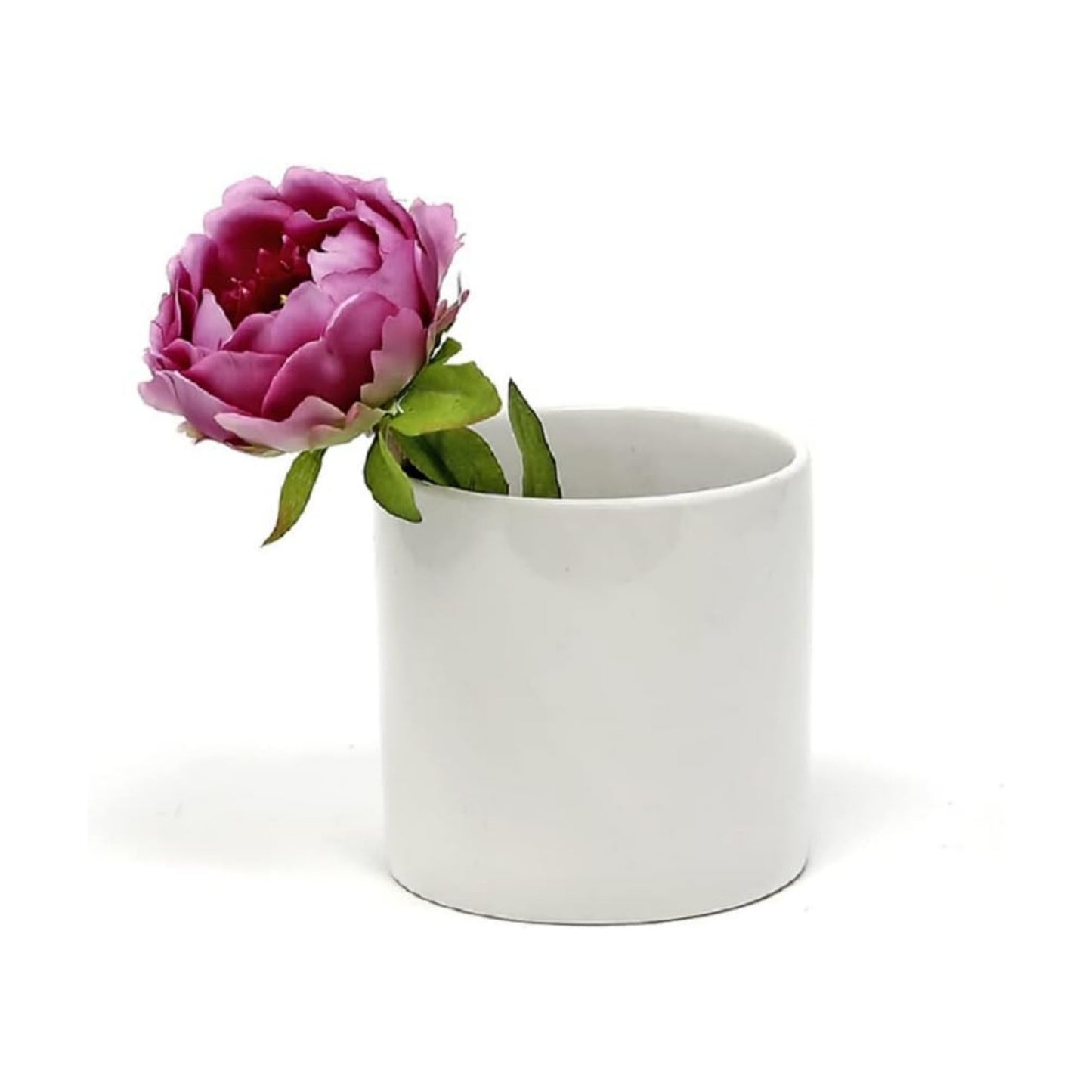 Glossy Ceramic Cylinder Vase / Small / White