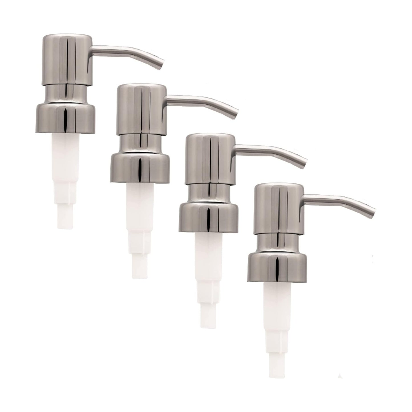 Replacement Soap Pumps for Bottles, Chrome, 4-Pack