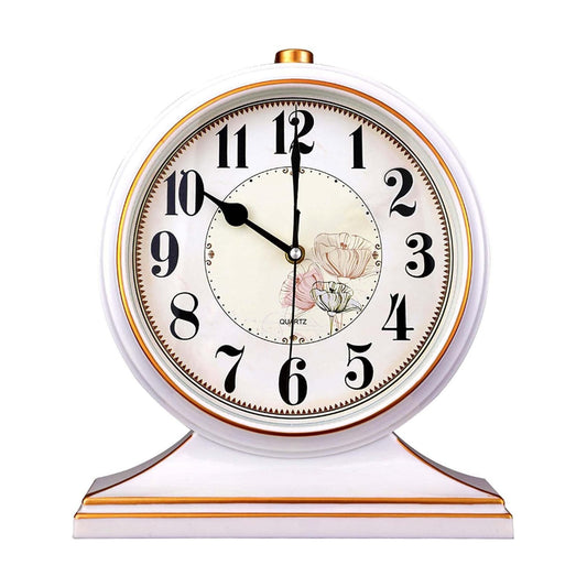 Desk Clock for Mantel Table Decor,Silent Battery Operated for Fireplace 12" | Vintage Retro Non-Ticking Mantel Clocks