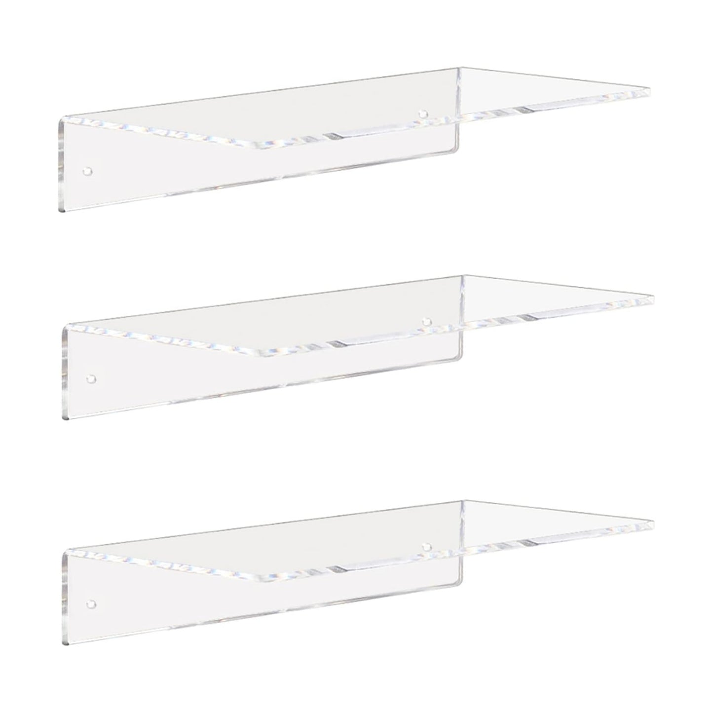 Weiai Clear Acrylic Floating Shelves 12 Inch Wall Mount Shelf for Storage 3pack