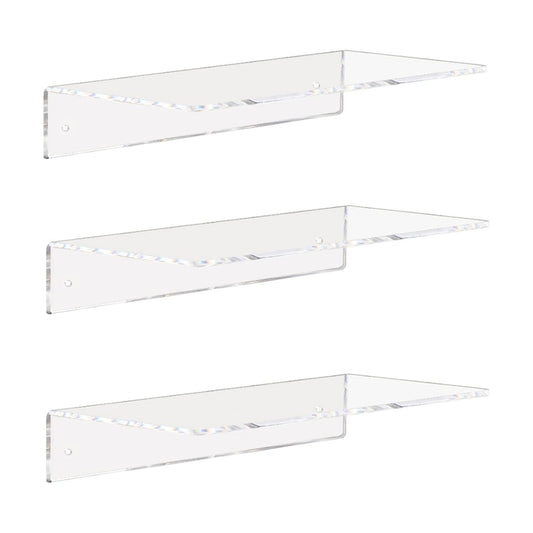 Weiai Clear Acrylic Floating Shelves 12 Inch Wall Mount Shelf for Storage 3pack