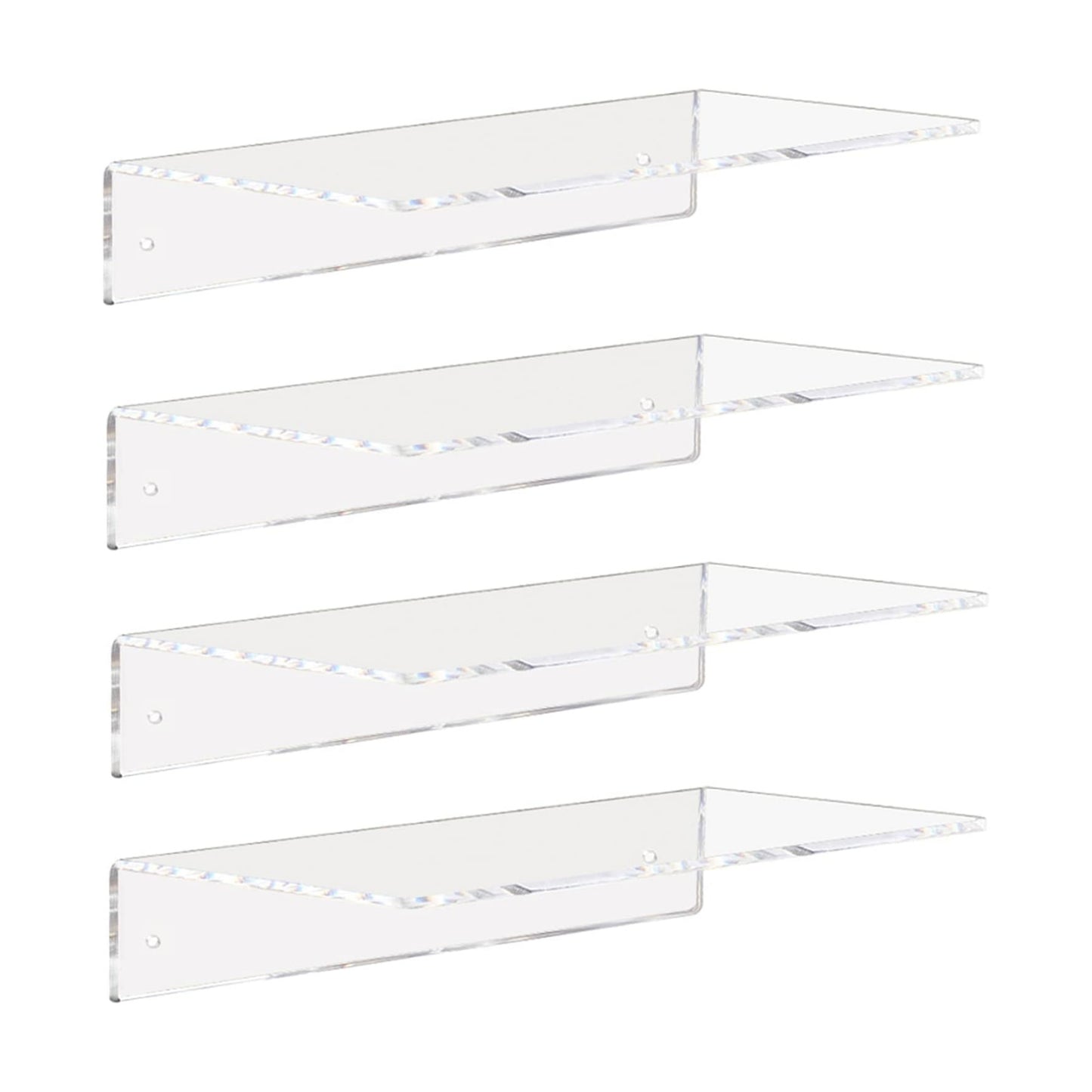 Weiai Clear Acrylic Floating Shelves 12 Inch Wall Mount Shelf for Storage 4pack