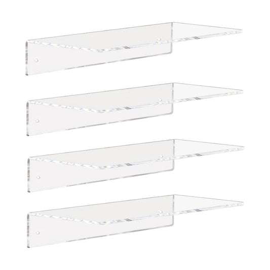Weiai Clear Acrylic Floating Shelves 12 Inch Wall Mount Shelf for Storage 4pack