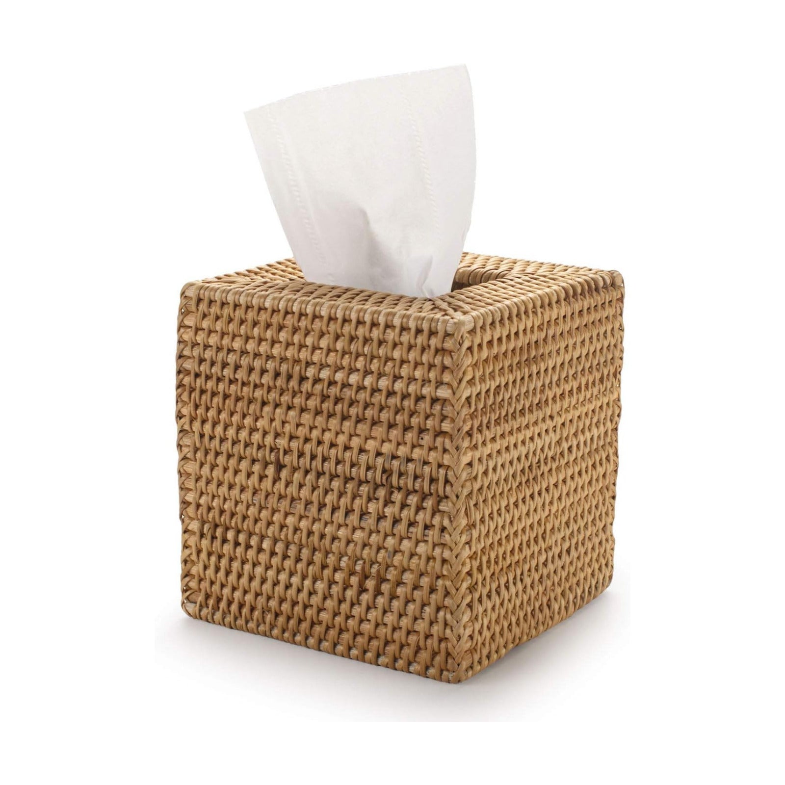 Rattan Tissue Box Cover Woven Facial Napkin Holder Square / Natural / 5.5 x 5.5 x 5.9