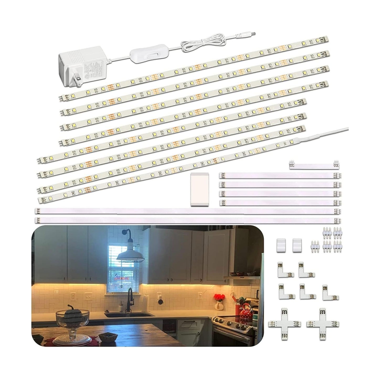 WOBANE Under Cabinet Lighting Kit,8PCS 12 inch Led Light Bars,WarmWhite | 2700K,1200lm,Under Counter Lights for