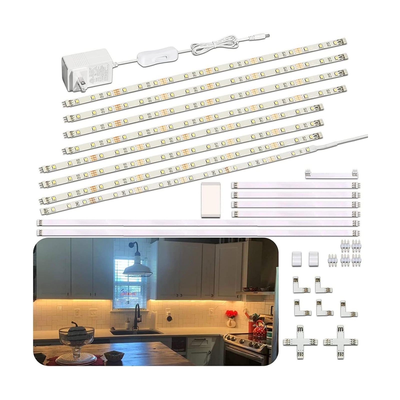 WOBANE Under Cabinet Lighting Kit,8PCS 12 inch Led Light Bars,WarmWhite | 2700K,1200lm,Under Counter Lights for