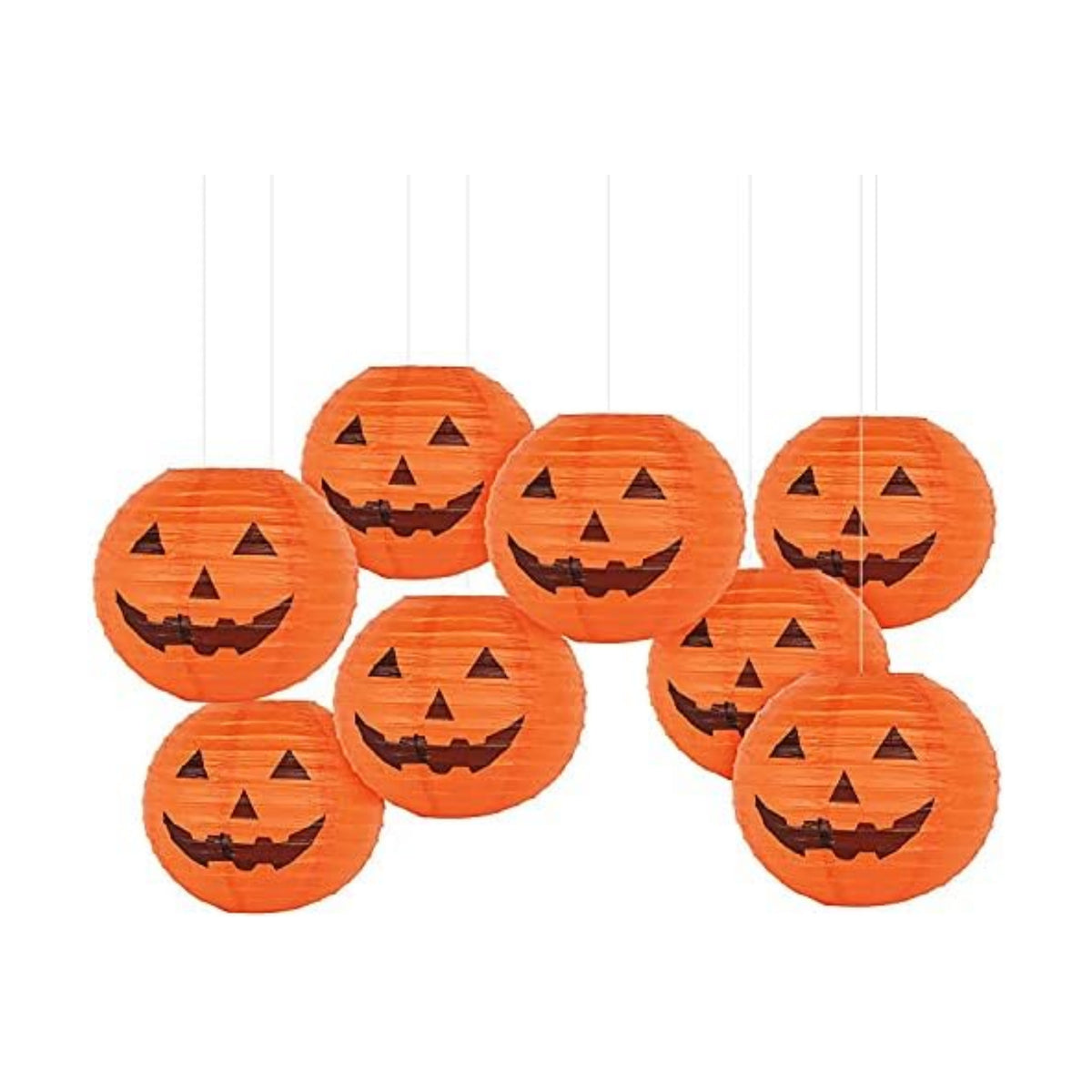 KESOTO 12 Inch Halloween Paper Pumpkin Lanterns Jack-O-Lanterns Hanging Halloween Decorations Outdoor Indoor Party Decorations, Pack of 8