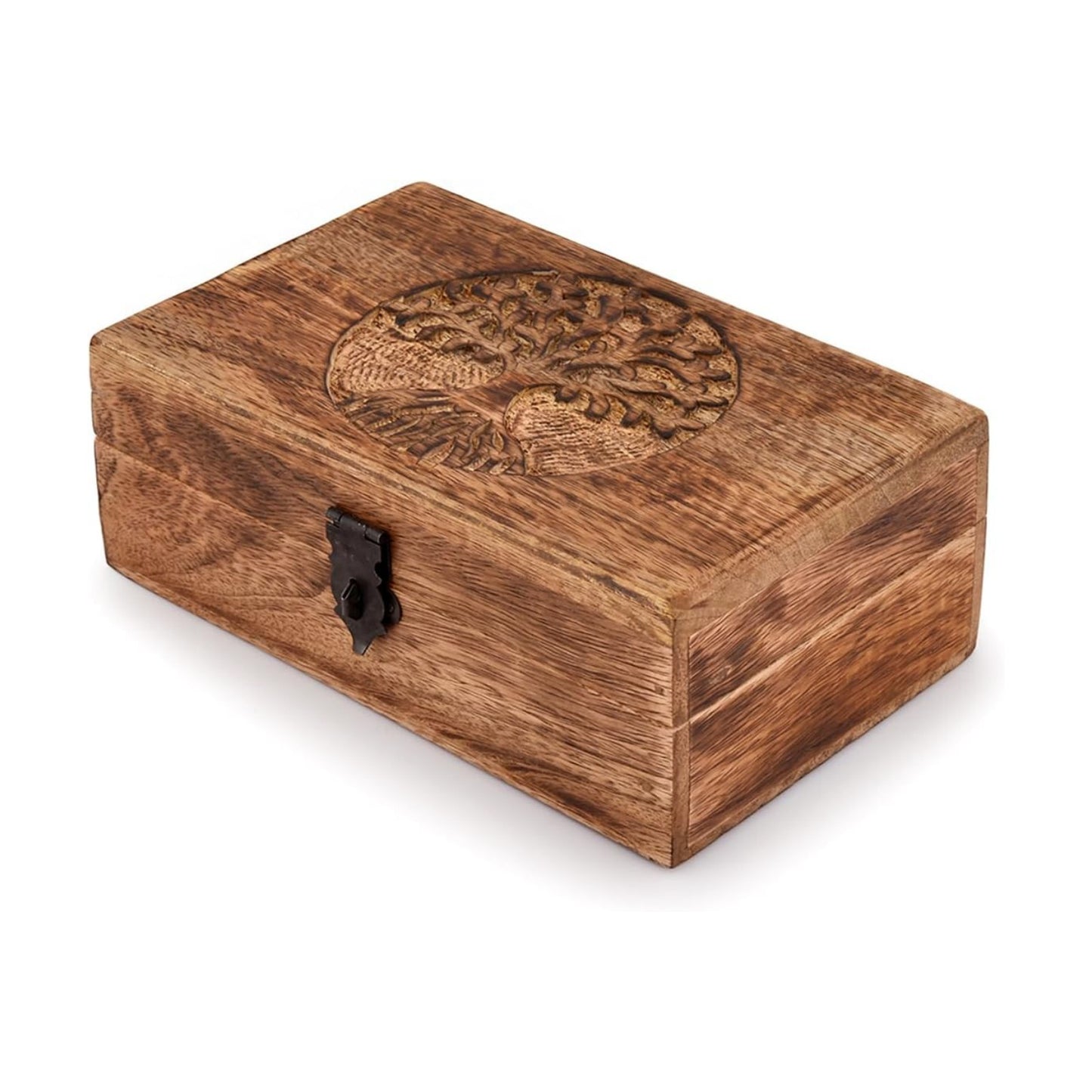 Handmade Mango Wood Tree of Life Engraving Beautifully Keepsake Box Jewellery Organiser Unique Gift
