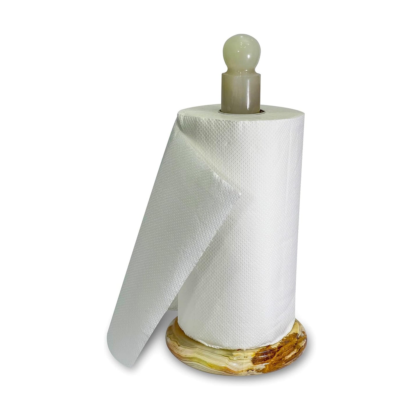 Handmade Green Onyx Paper Towel Holder – Unique Natural Stone Stand for Kitchen or Bathroom – Translucent Green Marble