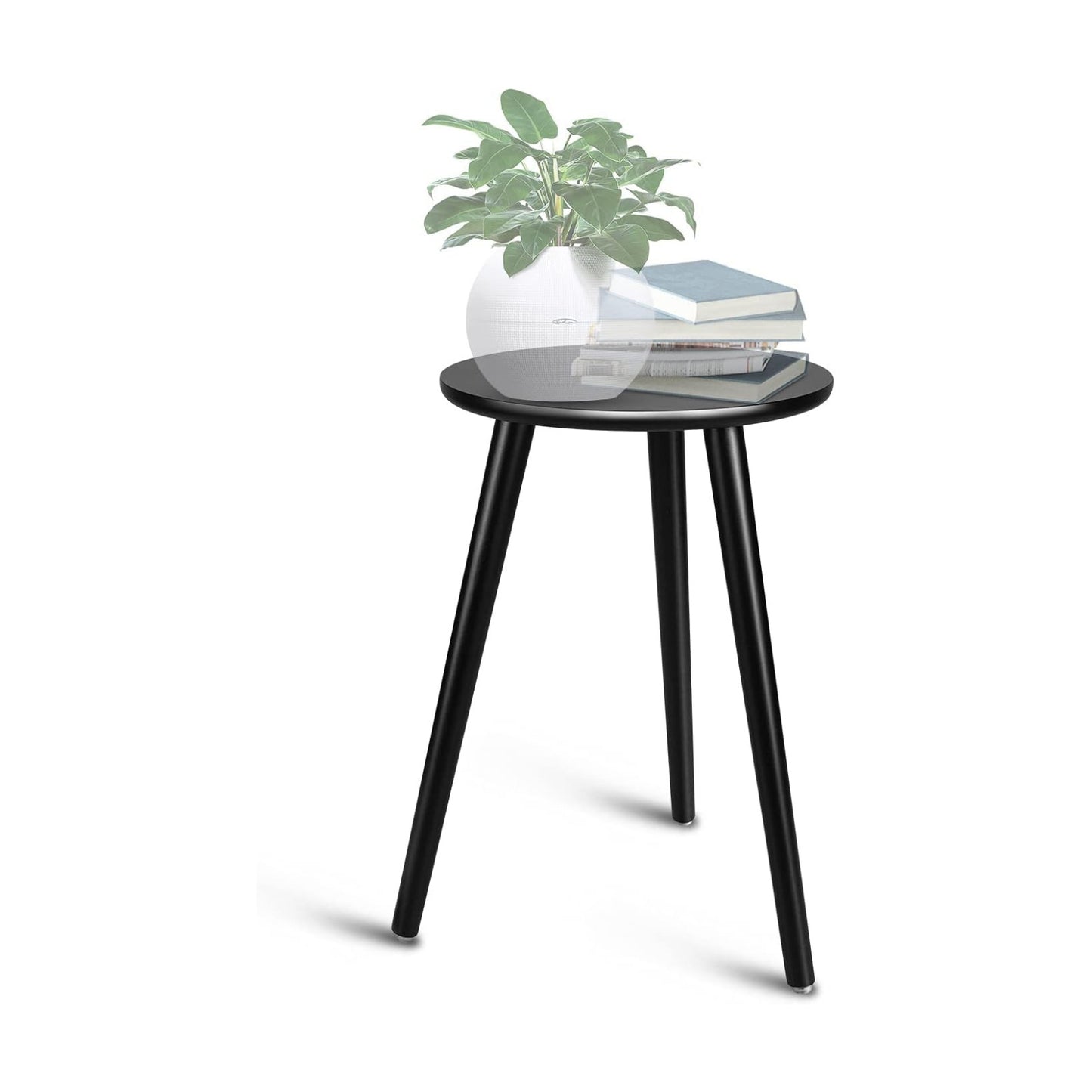 Indoor Plant Stand, Modern Plant Table 16.5" Tall Wood Mid Century Flower Holder Small Round Side End Table